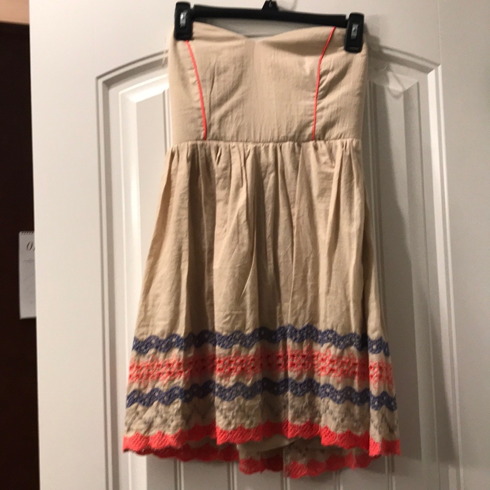 Strapless mini dress with strappy back